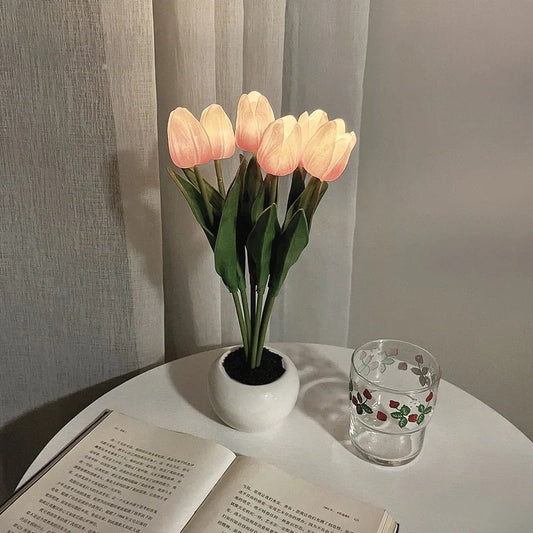 Pink Tulip Dreamlight Table Lamp (6 heads)